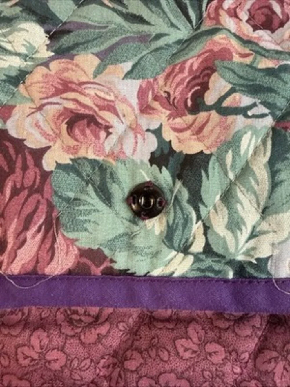 Handmade Fabric Sewing Knitting Caddy Blue Floral Pocket Tote w/ Wood Rods